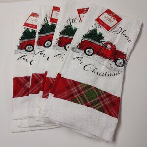 HOLIDAY TIME RED TRUCK "I'LL BE HOME FOR CHRISTMAS" TOWELS SIZE: 15”x 24” NWT